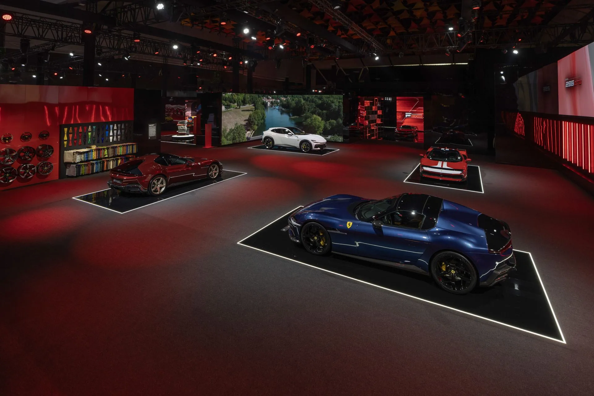 Exhibition hall of Universo Ferrari in New Delhi with Ferrari sports cars on display